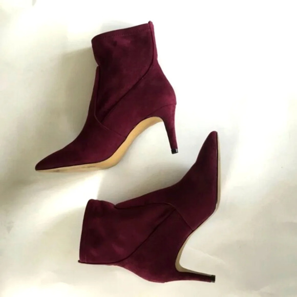 Expression Ankle Boots Suede Wine Color Heel Pull-on Chic Casual Sz  7 US - Picture 4 of 10